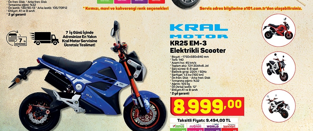 Kral Motor KR25 EM-3 Elektrikli Scooter