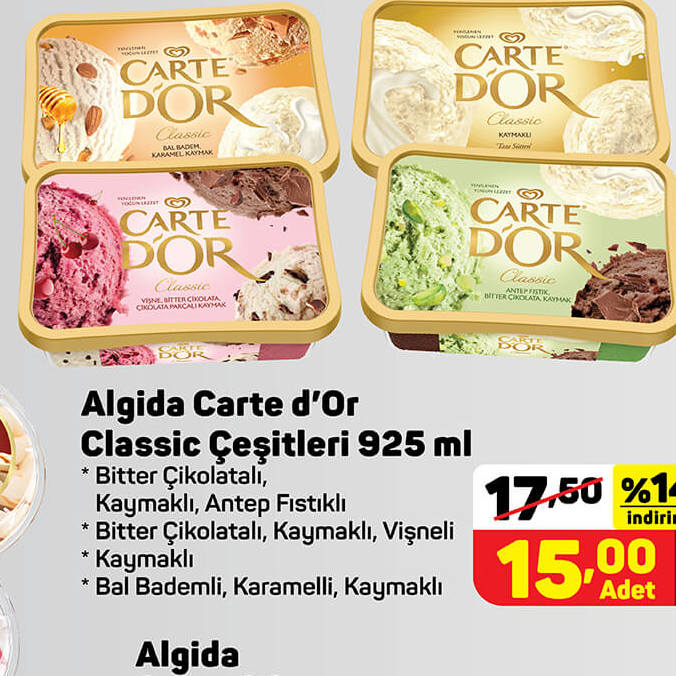 Algida Carte Dor Classic Çeşitleri