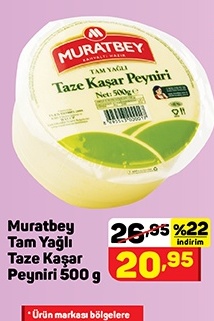 Muratbey Tam Yağlı Taze Kaşar Peynir