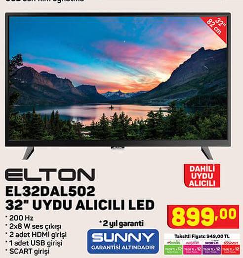 Elton EL32DAL502 32 inç Uydu Alıcılı Led Tv