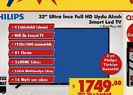 Philips 32 inç Ultra İnce Full HD Uydu Alıcılı Smart LED TV