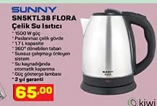 Sunny SN5KTL38 Flora Çelik Su Isıtıcısı