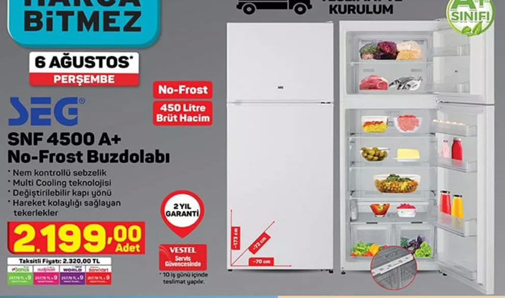 SEG SNF 4500 A+ No-Frost Buzdolabı
