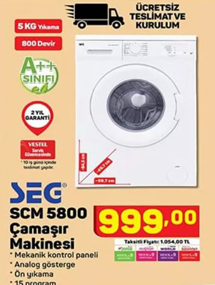 SEG SCM 5800 Çamaşır Makinesi