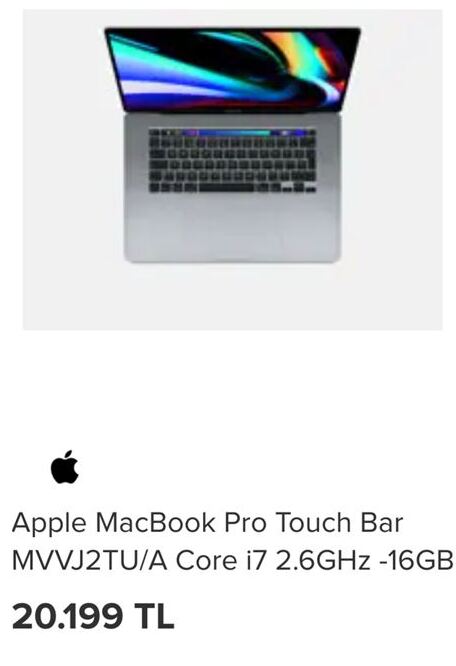 Apple MacBook Pro Touch Bar MVVJ2TU/A Core i7 2.6GHz-16GB