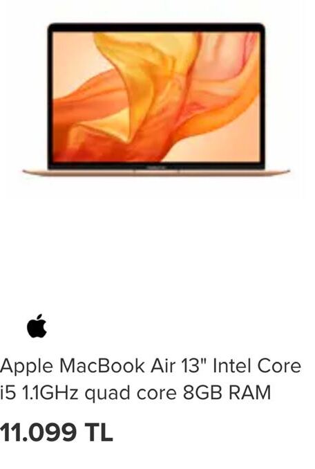 Apple MacBook Air 13 ' Intel Core i3 1.1GHz guad core 8GB RAM