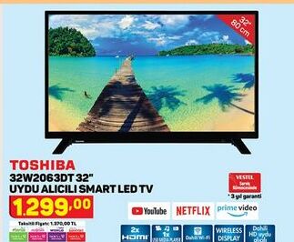 Toshiba 32W2063DT 32 Uydu Alıcılı Smart Led Tv