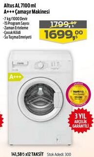 Altus AL 7100 ML Çamaşır Makinesi