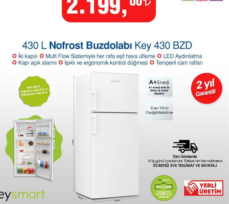 430 L Nofrost Buzdolabı Key 430 BZD