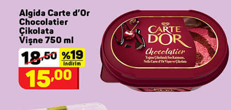 Algida Carte Dor Chocolatier Çikolata Vişne Dondurma