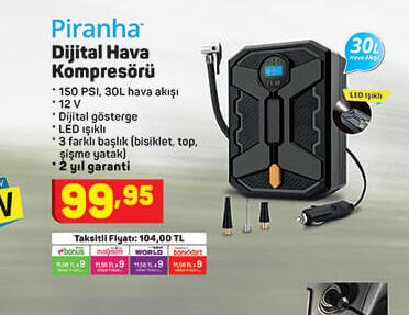 Piranha Dijital Hava Kompresörü
