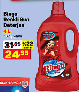 Bingo Renkli Sıvı Deterjan