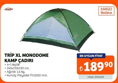 Trip XL Monodome Kamp Çadırı