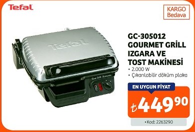 Tefal GC305012 Gourmet Grill Izgara ve Tost Makinesi