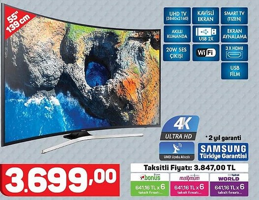 Samsung 55MU7350 55 UHD Smart Kavisli LED TV