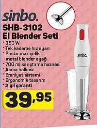 Sinbo SHB3102 El Blender Seti