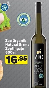 Zeo Organik Natural Sızma Zeytinyağı 500ml