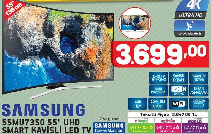 SAMSUNG 55MU7350 55 UHD LED TV