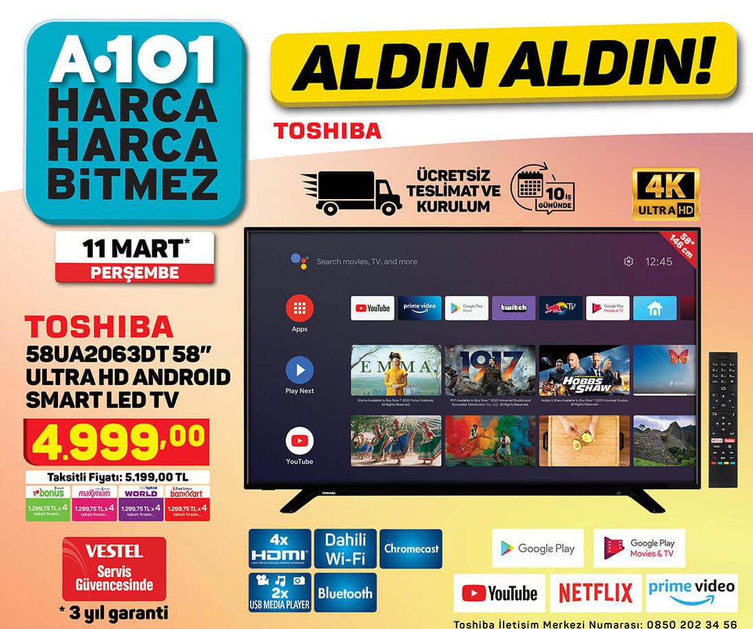 Toshıba Ultra Hd Androıs Smart Led Tv