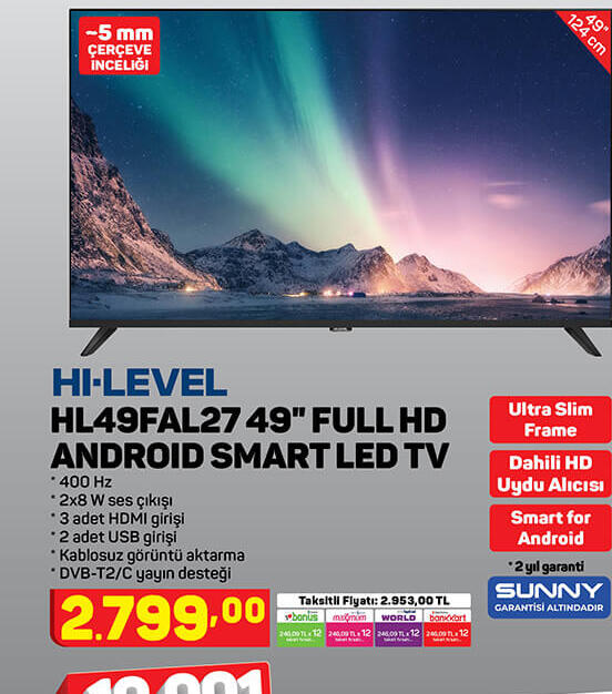 Hı Level 49 Inç Full Hd Androıs Smart Les Tv