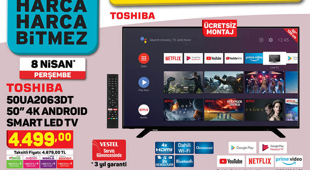 Toshıba 4K Androıd Smart Led Tv