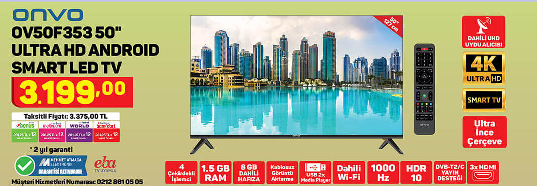 Onvo 50 Inch Ultra Hd Android Smart Led Tv