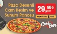 Pizza Desenli Cam Kesim Sunum Panosu