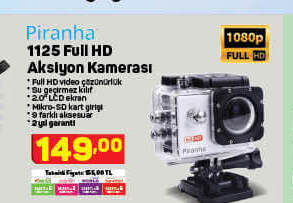Piranha 1125 Full Hd Aksiyon Kamerası