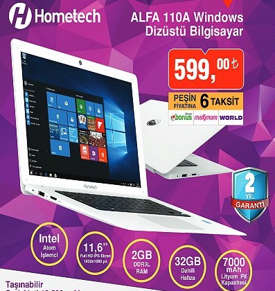 Hometech Alfa 110A Windows Dizüstü Bilgisayar