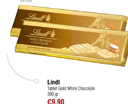 Lindt Tablet Gold White Chocolate 300 gr
