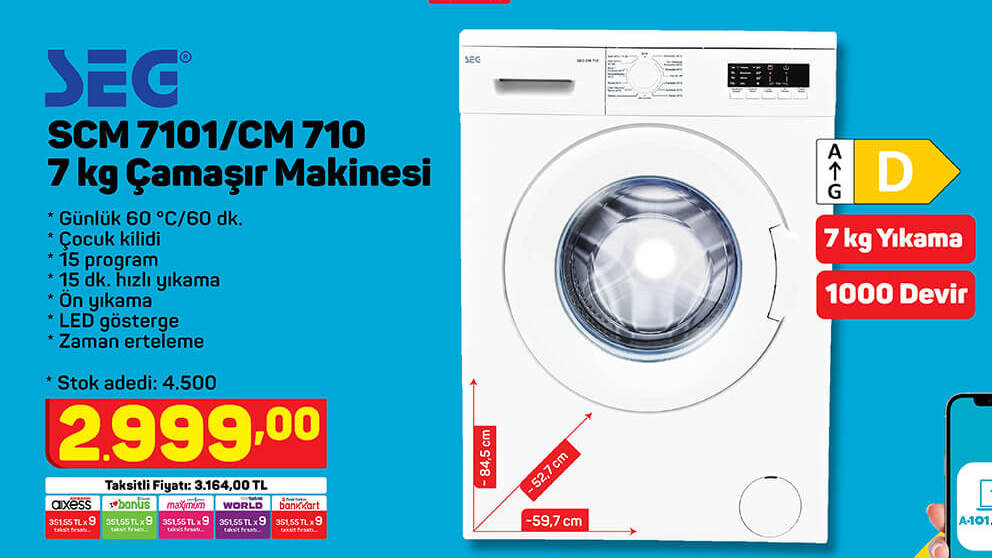Seg 7Kg Çamaşır Makinesi