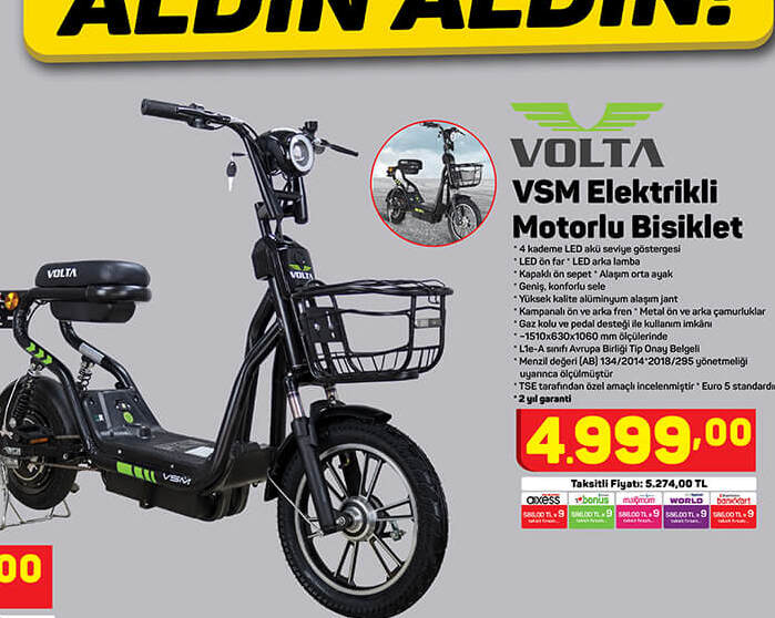 Volta Elektrikli Motorlu Bisiklet
