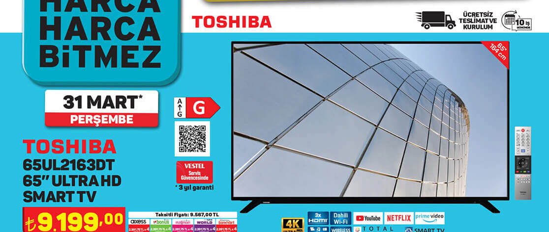 Toshiba 65Ul2163Dt 65 Inch Ultra Hd Smart Led Tv