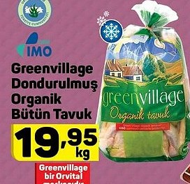 Greenvillage Dondurulmuş Organik Bütük Tavuk