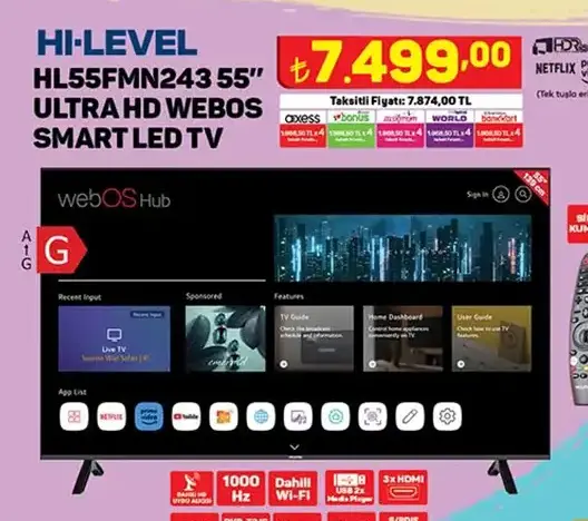 Hi-Level HL55FMN243 55 inç Ultra HD Webos Smart Led TV