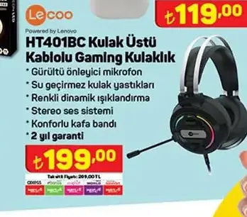 Lecoo Ht401Bc Kulak Üstü Kablolu Gaming Kulaklık