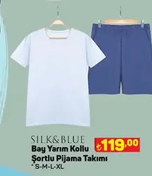 Silk And Blue Bay Yarım Kollu Şortlu Pijama Takımı