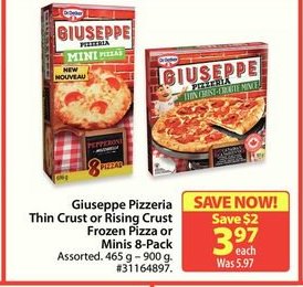 Gluseppe Pizzeria Thin Crust or Rising Crust Frozen Pizza or Mini 8 Pack