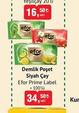 Efor Prime Label Demlik Poşet Siyah Çay