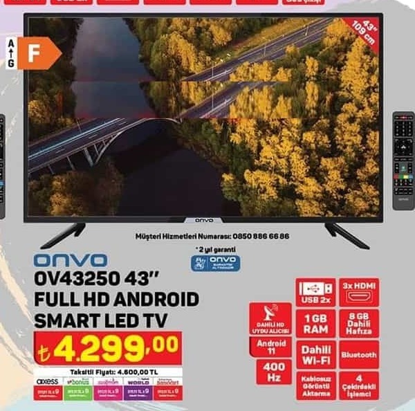 Onvo OV43250 43 inç Full Hd Android Smart Led TV