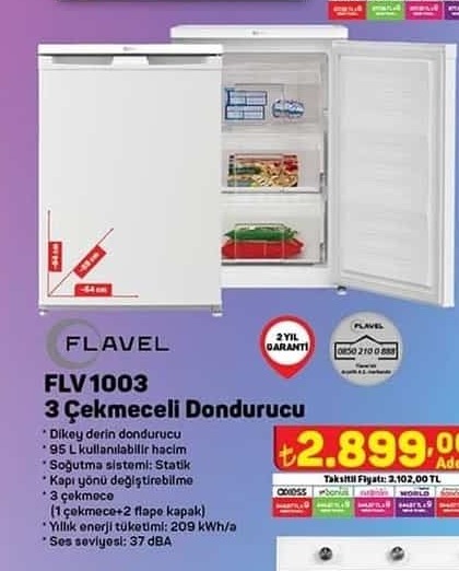 Flavel FLV 1003 3 Çekmeceli Dondurucu