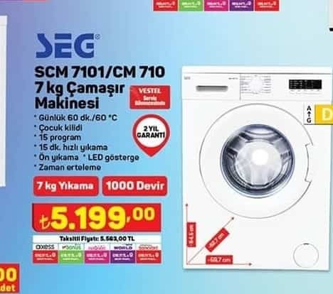 SEG SCM 7101 CM 710 7 Kg Çamaşır Makinesi