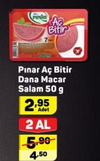 Pınar Aç Bitir Dana Macar Salam 50 g