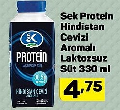 Sek Protein Hindistan Cevizi Aromalı Laktozsuz Süt 330 ml