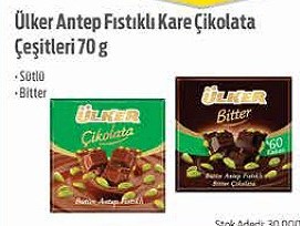 Ülker Antep Fıstıklı Kare Çikolata Çeşitleri 70 g