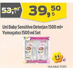 Uni Baby Sensitive Deterjan 1500 ml Yumuşatıcı 1500 ml Set