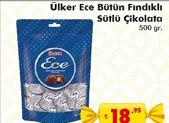 Ülker Ece Bütün Fındıklı Sütlü Çikolata 500 gr