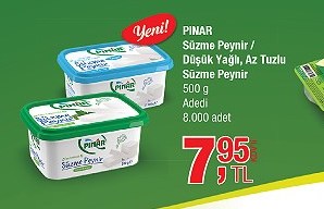 Pınar Süzme Peynir Düşük Yağlı Az Tuzlu Süzme Peynir