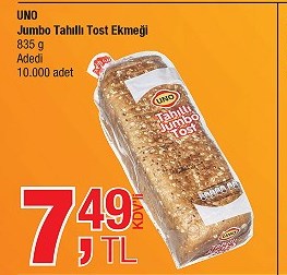 Uno Jumbo Tahıllı Tost Ekmeği