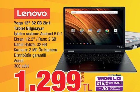 Lenovo Yoga 12 inç 32 GB 2in1 Tablet Bilgisayar